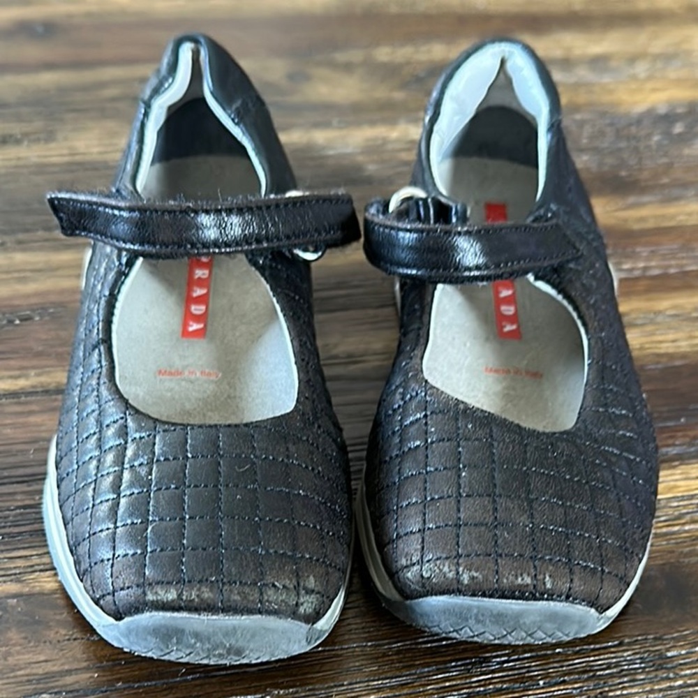 Kids Prada Black Quilted Mary Jane Shoes EU 24/US 7.5